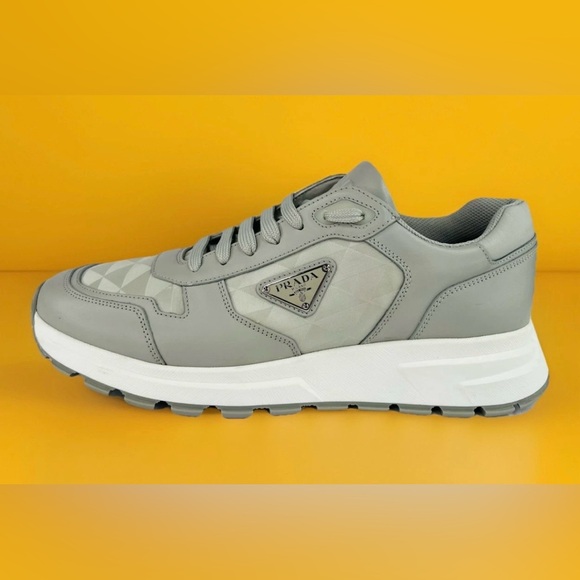 Prada Prax 01 Re-Nylon Enamel Logo Men's Leather Sneakers UK 9 - US 10 - EU 43